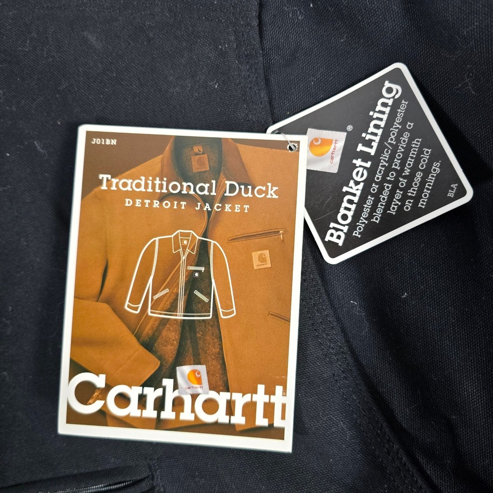 NWT‎ VTG Carhartt J01 BLK Duck Detroit Jacket Blanket Lined Black 56 3XL - Picture 2 of 10